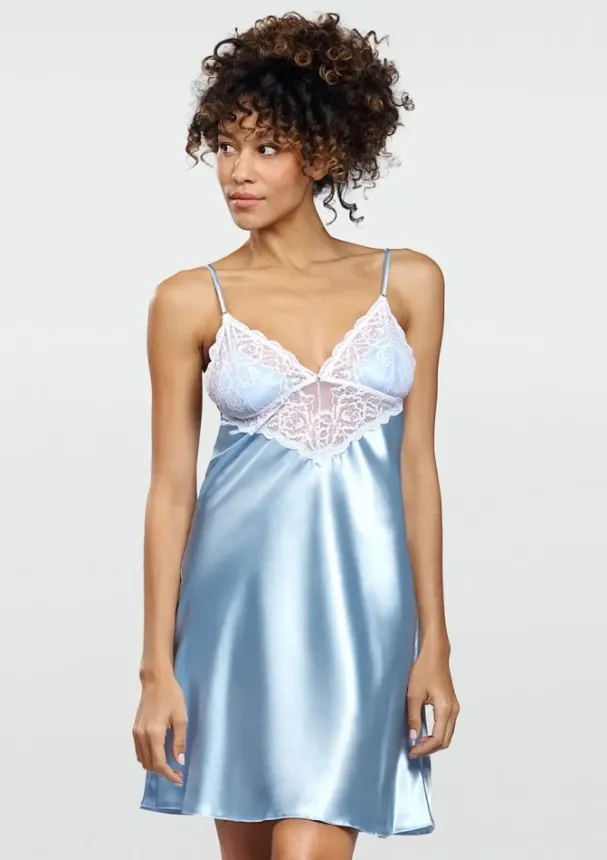 Baby blue Halka satynowa LUNA<Polski Discount