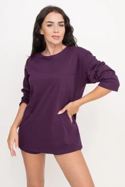Bakłażanowa Piżama z szortami LEKREZI<Polski