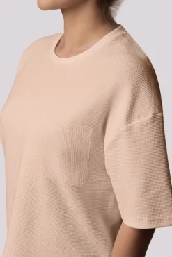Beżowa Piżama z szortami COZY<Polski Sale