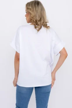 Biała Bluzka DESTIMI<Włoski Discount