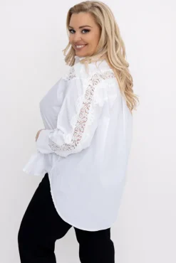 Biała Koszula z koronką SENRI<Włoski New