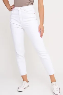 Białe Spodnie Jeansowe SENVIRIO<Włoski Hot