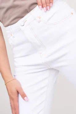Białe Spodnie Jeansowe SENVIRIO<Włoski Hot