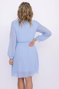 Błękitna Sukienka Elegancka PERLA<Włoski New