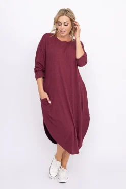 Bordowa Sukienka DONNA<Polski Discount