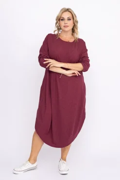 Bordowa Sukienka DONNA<Polski Discount