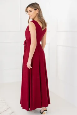 Bordowa Sukienka FIANCO Maxi<Polski New