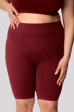 Burgundowe Spodenki bikery prążkowane RIBBED<Polski Outlet
