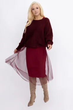 Burgundowy Komplet ze sweterkiem AMELIE<Włoski Outlet