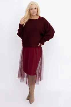 Burgundowy Komplet ze sweterkiem AMELIE<Włoski Outlet