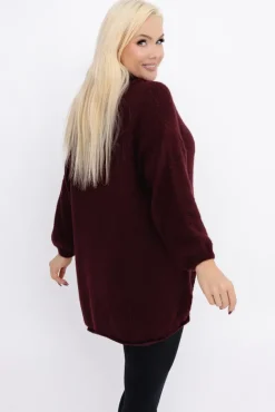 Burgundowy Sweter z golfem DELIO<Włoski