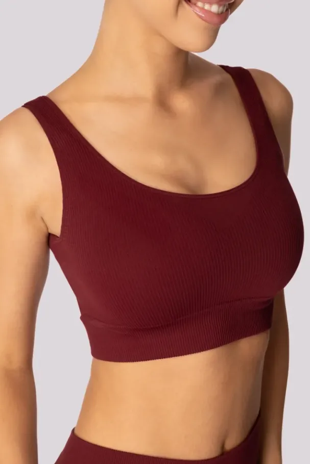 Burgundowy Top prążkowany RIBBED<Polski New