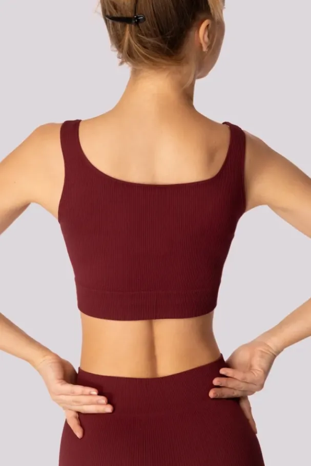 Burgundowy Top prążkowany RIBBED<Polski New