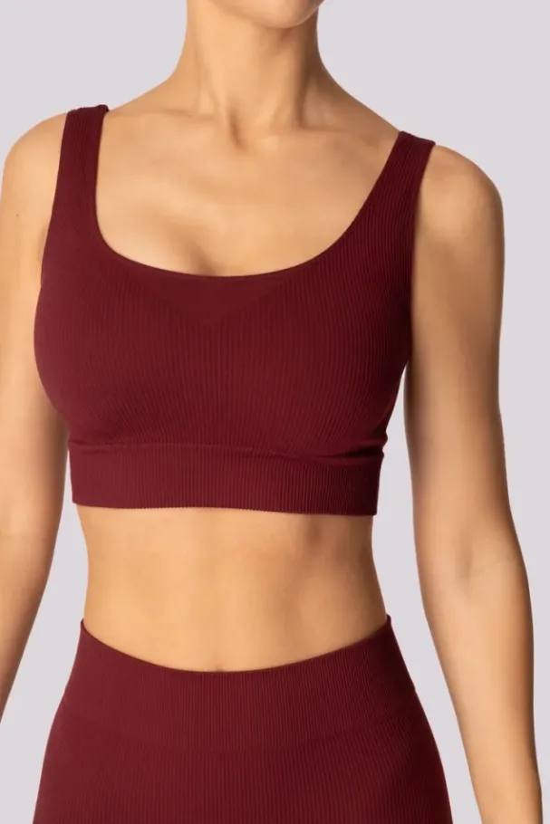 Burgundowy Top prążkowany RIBBED<Polski New