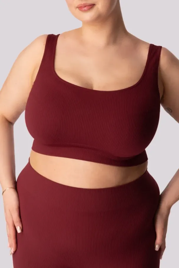 Burgundowy Top prążkowany RIBBED<Polski New