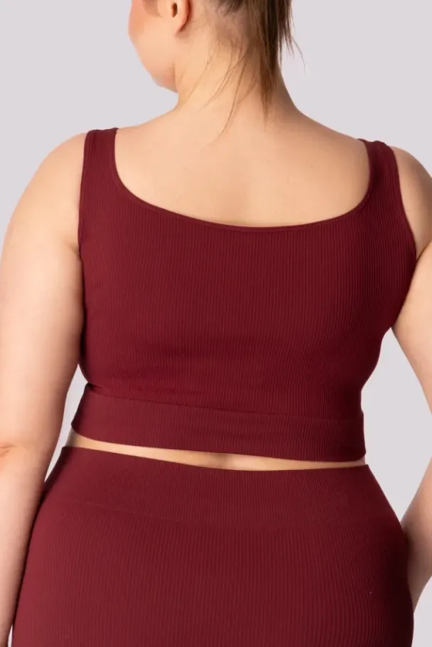 Burgundowy Top prążkowany RIBBED<Polski New