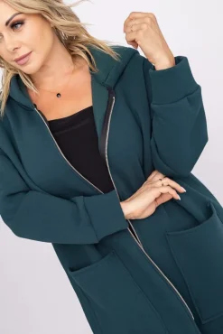 Butelkowozielona Bluza ocieplana VERMEN<Włoski Discount