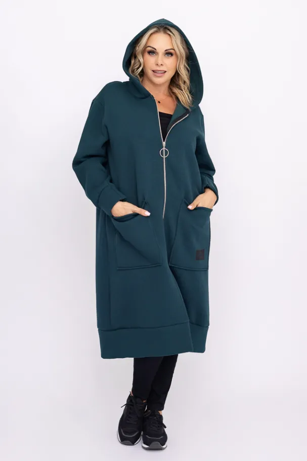 Butelkowozielona Bluza ocieplana VERMEN<Włoski Discount