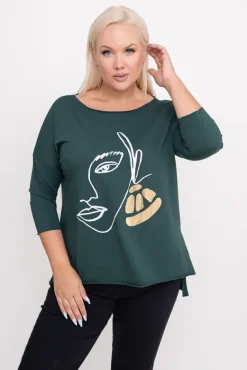 Butelkowozielona Bluzka REVUMI Wzór 1<Włoski Best