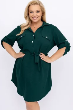 Butelkowozielona Sukienka IMALI<Polski Outlet