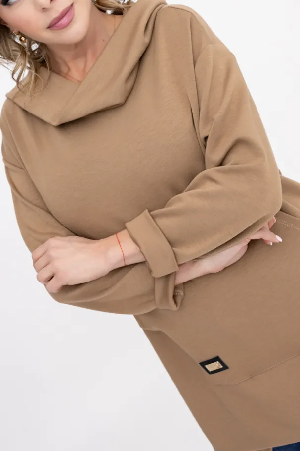 Camelowa Bluza z kapturem OASIS<Włoski Hot
