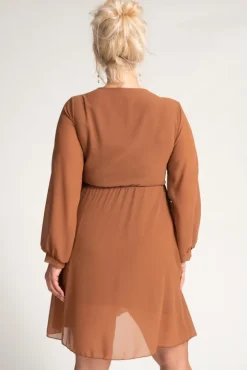 Camelowa Sukienka Elegancka PERLA<Włoski Sale
