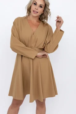 Camelowa Sukienka MAURI<Włoski Sale