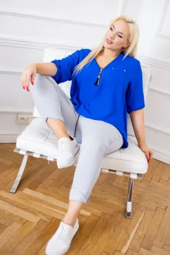 Chabrowa Bluzka z rozsuwanym dekoltem MERXIO<Włoski Hot