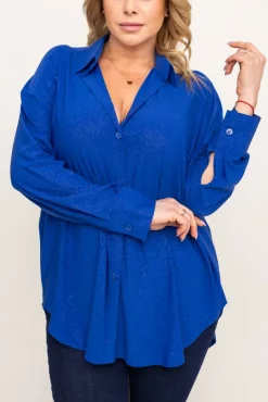 Chabrowa Koszula brokatowa oversize DESINO<Polski Sale
