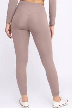 Ciemnobeżowe Legginsy sportowe SPINTI<Polski New