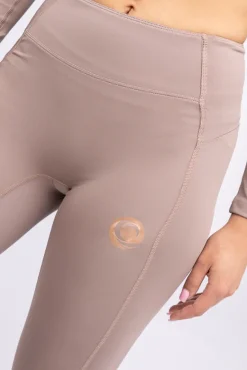 Ciemnobeżowe Legginsy sportowe SPINTI<Polski New