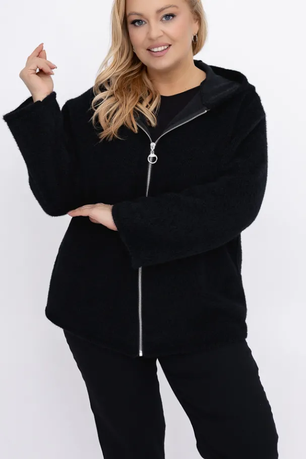 Czarna Bluza bouclé LONTINA<Włoski Clearance