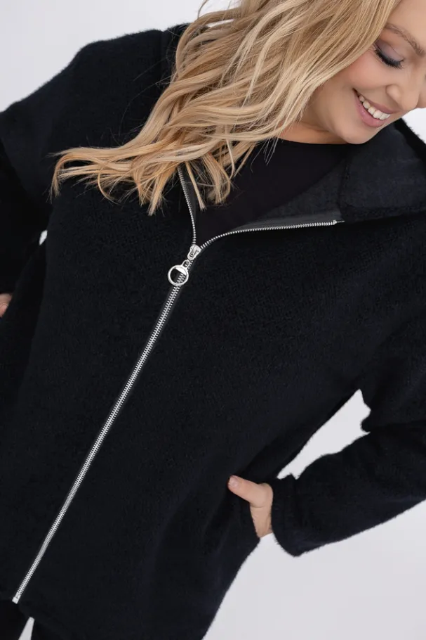Czarna Bluza bouclé LONTINA<Włoski Clearance