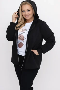 Czarna Bluza z kapturem KORDIEN<Włoski Hot