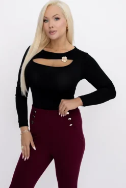 Czarna Bluzka elegancka DENORI<Włoski Best