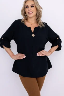 Czarna Bluzka EVENTI<Włoski Discount