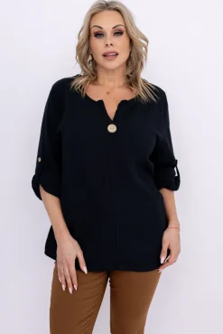 Czarna Bluzka EVENTI<Włoski Discount
