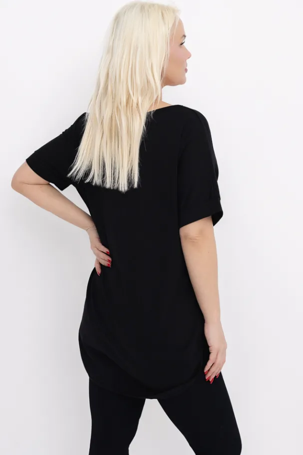 Czarna Bluzka MERZI<Włoski Discount