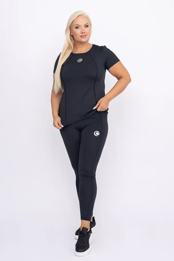 Czarna Bluzka sportowa z krótkim rękawem SPINTI<Polski Discount