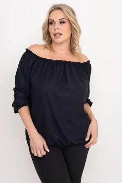 Czarna błyszcząca Bluzka PAOLA<Włoski Hot