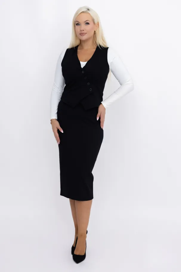 Czarna Kamizelka elegancka BELIZIA<Włoski Clearance