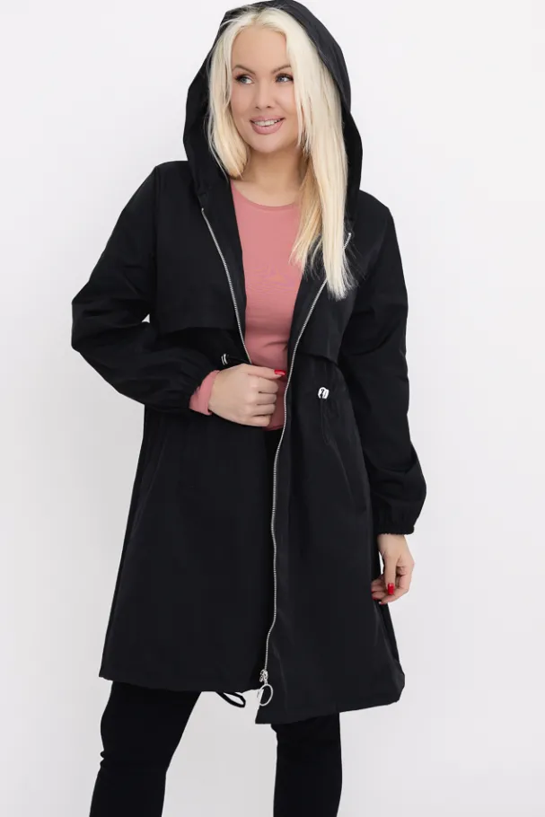 Czarna Kurtka parka KORMI<Włoski Discount