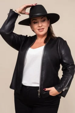Czarna Marynarka SCIATA Plus Size Wzór 1<Polski New