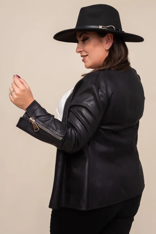 Czarna Marynarka SCIATA Plus Size Wzór 1<Polski New