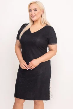 Czarna Sukienka błyszcząca KERSENO<Polski Hot