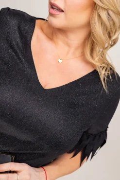 Czarna Sukienka błyszcząca INFLUENCER<Polski New