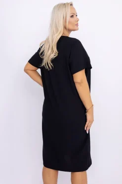 Czarna Sukienka INSTEVI<Polski Outlet