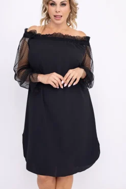 Czarna Sukienka MADAME Wzór 2<Polski New