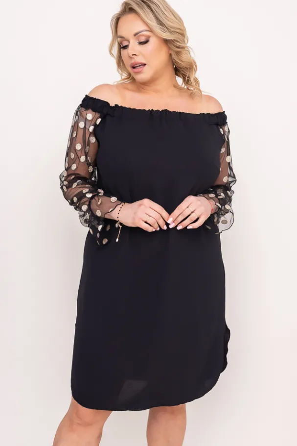 Czarna Sukienka MADAME Wzór 1<Polski New