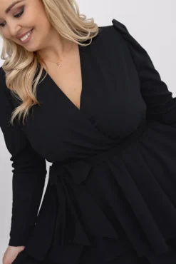 Czarna Sukienka z falbanami VETISERE<Włoski Discount